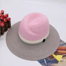 Load image into Gallery viewer, Summer patchwork fedora hats for women paper straw women&#39;s hats popular cool nice beautiful high quality paper fedora straw hats
