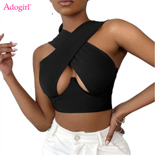 Load image into Gallery viewer, Adogirl Crop Top Cross Hollow Out Wrapped Corset Vest S-3XL Women Sexy Backless Tanks Slim T-shirt Drop Ship Wholesale
