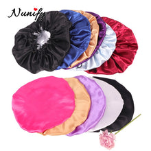 Load image into Gallery viewer, Nunify Reversible Satin Bonnet Hair Caps Pink Black Double Layer Adjust Sleep Night Cap Head Cover Hat Hair Care Cover Bonnets
