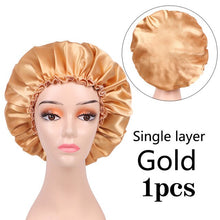 Load image into Gallery viewer, Nunify Reversible Satin Bonnet Hair Caps Pink Black Double Layer Adjust Sleep Night Cap Head Cover Hat Hair Care Cover Bonnets
