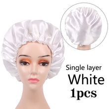 Load image into Gallery viewer, Nunify Reversible Satin Bonnet Hair Caps Pink Black Double Layer Adjust Sleep Night Cap Head Cover Hat Hair Care Cover Bonnets
