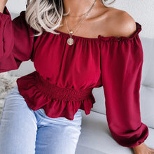 Load image into Gallery viewer, Sexy Women Shirt Blouse Long Sleeve Solid Ruffle Shirt Ladies Tops Blouses Autumn Female Off Shoulder Shirts Casual Lady Top
