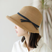 Load image into Gallery viewer, 2021 Summer Fashion Women&#39;s Hat Bucket Straw Travel Beach Hats Female Ceremony Belt Raffia Visor Sun Protection Hat
