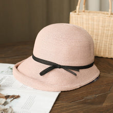 Load image into Gallery viewer, 2021 Summer Fashion Women&#39;s Hat Bucket Straw Travel Beach Hats Female Ceremony Belt Raffia Visor Sun Protection Hat
