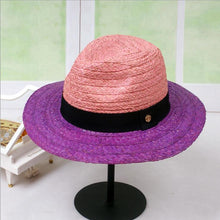 Load image into Gallery viewer, 2021 summer patchwork fedora hats for women paper straw women&#39;s hats popular cool nice beautiful high quality paper straw hats
