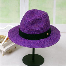 Load image into Gallery viewer, 2021 summer patchwork fedora hats for women paper straw women&#39;s hats popular cool nice beautiful high quality paper straw hats
