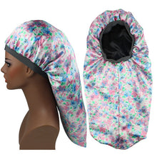 Load image into Gallery viewer, Women Satin Lined Bonnet Beauty Print Satin Silk Bonnet Sleep Night Cap Bonnet Hat Bonnet Satin Cheveux Nuit Bonnets For Women
