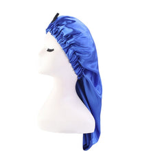 Load image into Gallery viewer, Turban Femme Headscarf Long Tail Chemo Cap Pirate Cap Elastic Braid Hat Buckle Turban Hat Fashion Long Satin Bonnet Women Men
