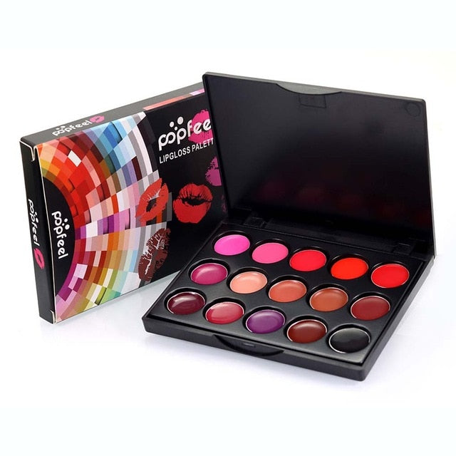 Hot Sale 15 Colors/Set Women Moisturizing Long Lasting Lip Gloss Palette Girls Nude Cosmetic Makeup Lip Tools